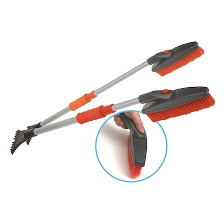 Emsco Group 42in Telescoping Swivel Snowbrush and Ice Scraper, Comfort Grip, Pin Lock 1708-1